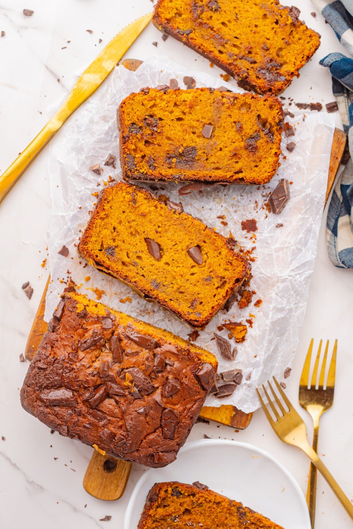 Slices of pumpkin bread. 
