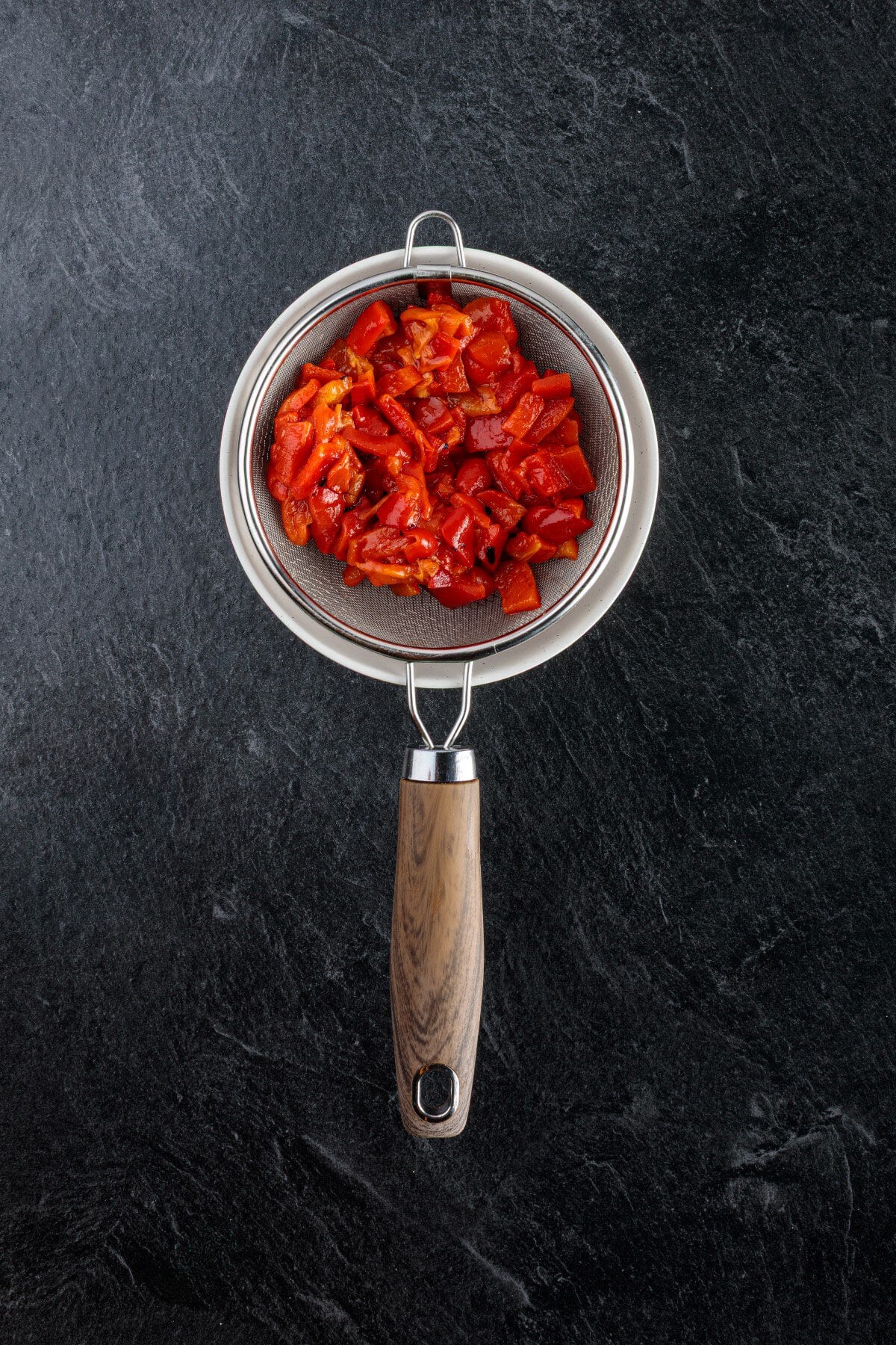 Drained roasted red peppers.