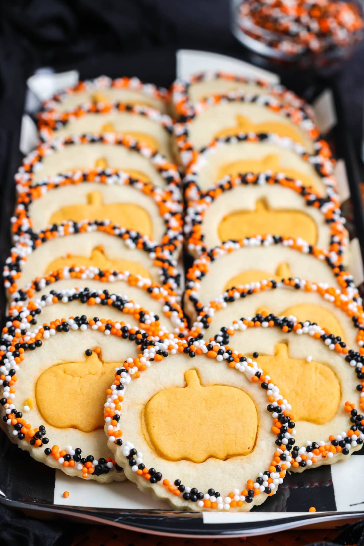 Halloween Sugar Cookies on a platter. 