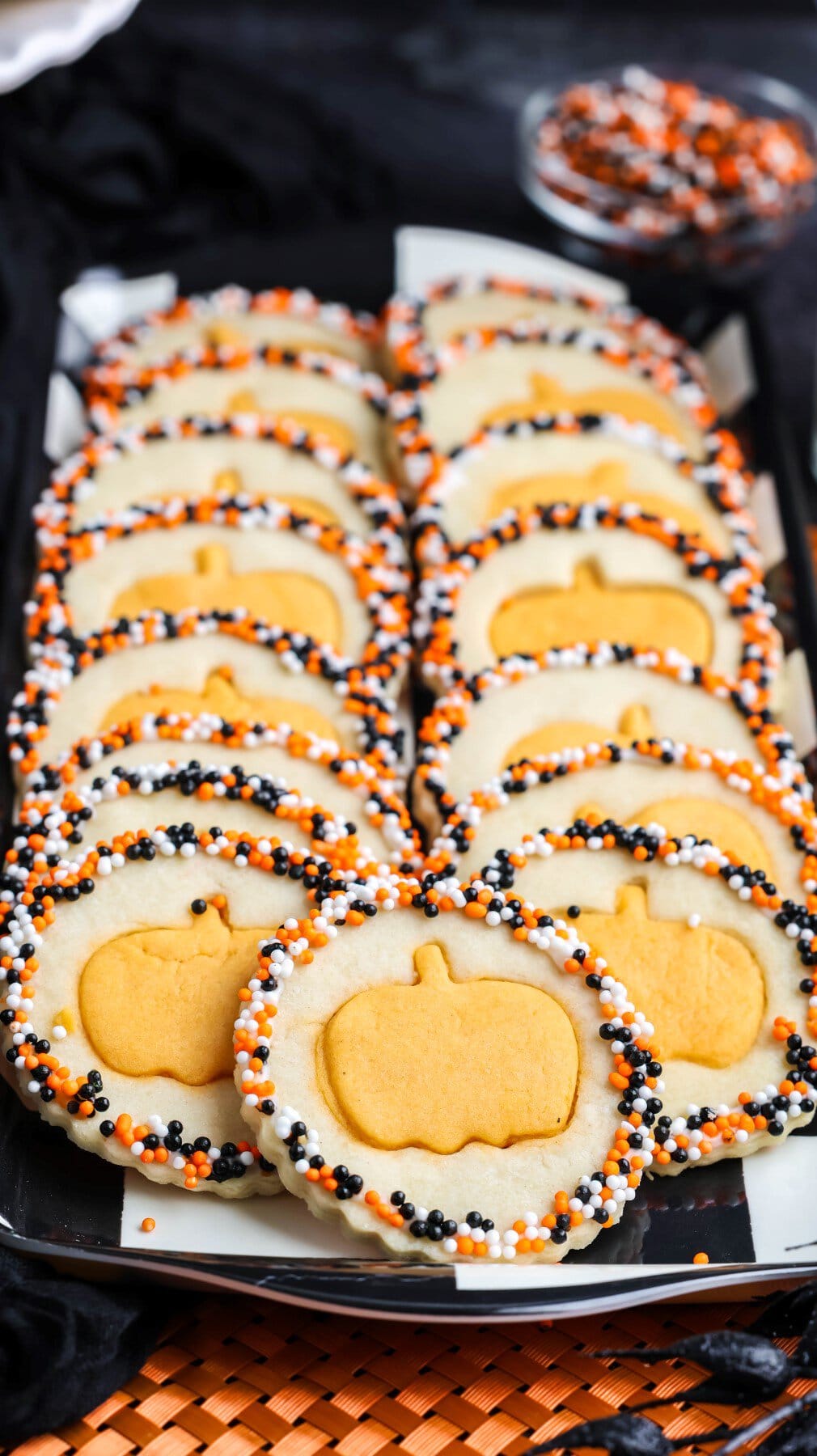 Platter of Halloween Sugar Cookies.